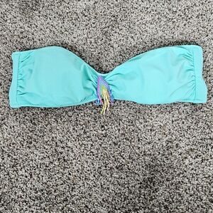 Victorias Secret Teal Bandeau Beaded Detail Bikini Top 05/2014 Swimsuit Top